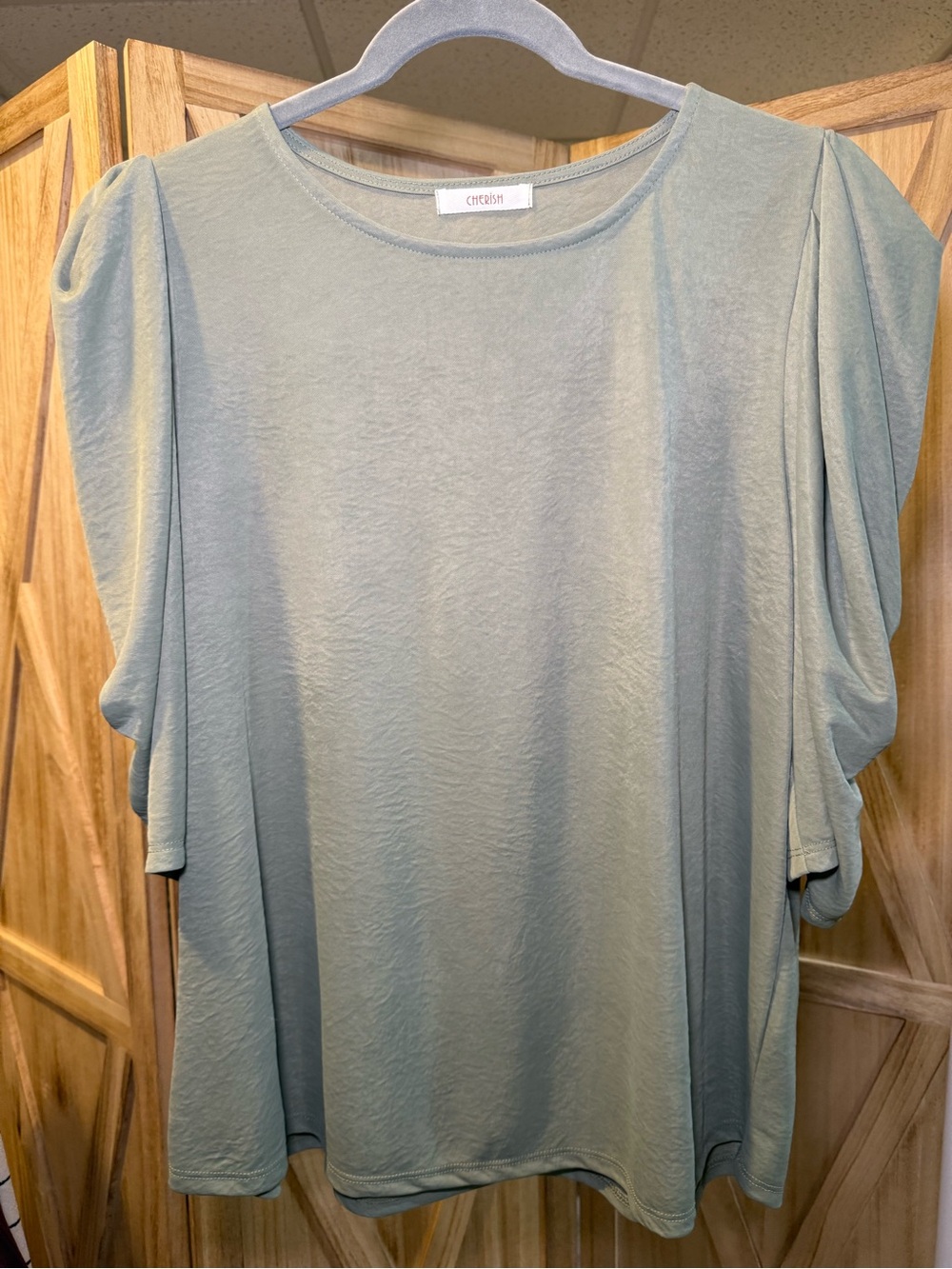 Cherish Sage Green Puff Sleeve Top